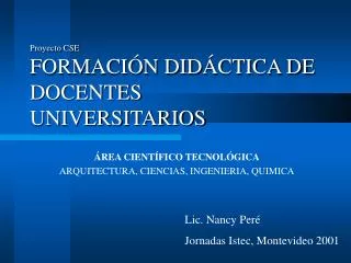 proyecto cse formaci n did ctica de docentes universitarios