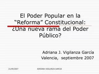 El Poder Popular en la “Reforma” Constitucional: ¿Una nueva rama del Poder Público?