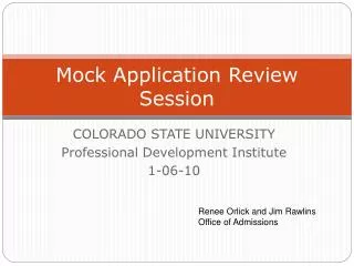 Mock Application Review Session