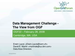 Data Management Challenge - The View from OGF
