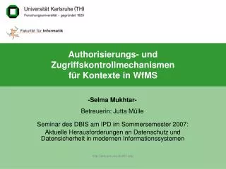 authorisierungs und zugriffskontrollmechanismen f r kontexte in wfms