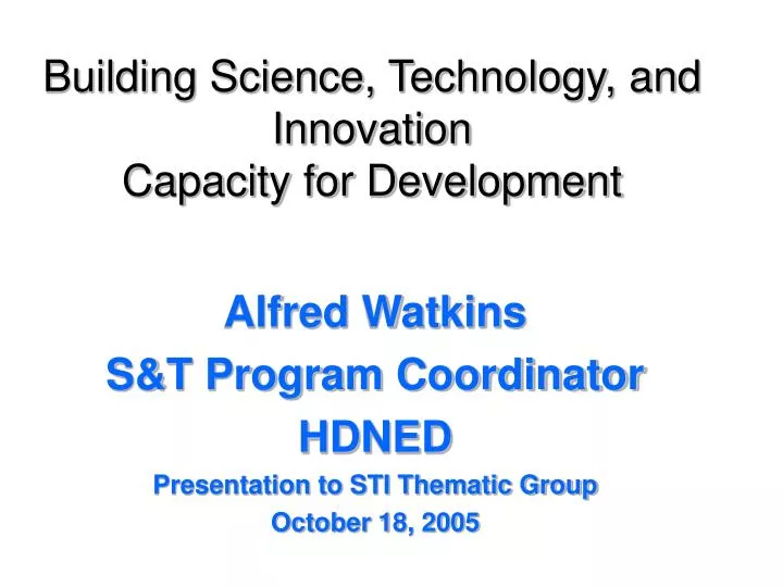 building science technology and innovation capacity for development