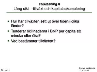 f rel sning 8 l ng sikt tillv xt och kapitalackumulering