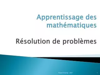 apprentissage des math matiques r solution de probl mes