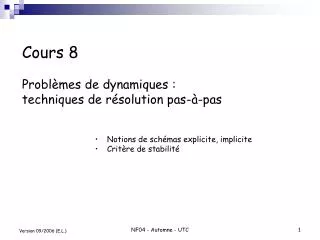 cours 8 probl mes de dynamiques techniques de r solution pas pas
