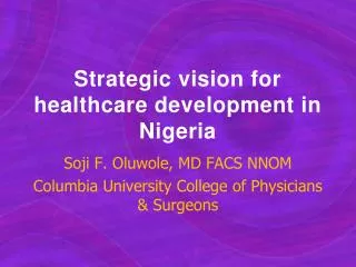 Strategic vision for healthcare development in Nigeria