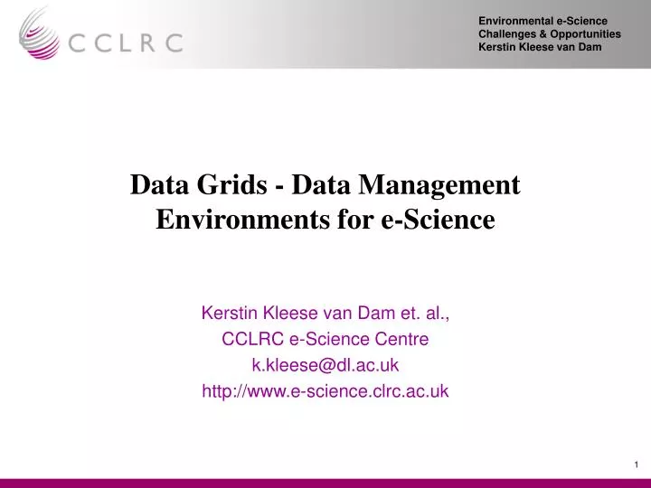 data grids data management environments for e science