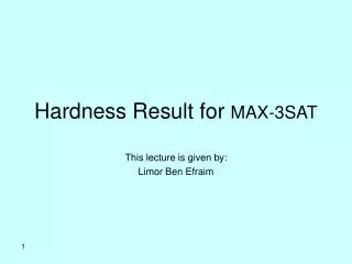 Hardness Result for MAX-3SAT