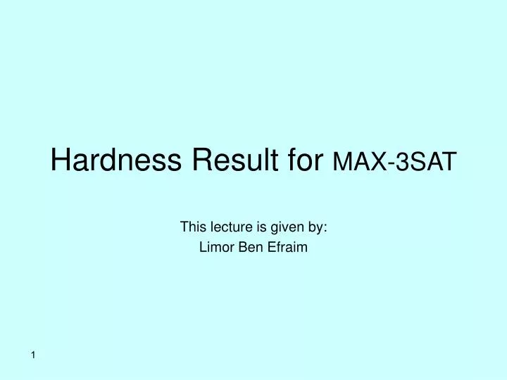 hardness result for max 3sat