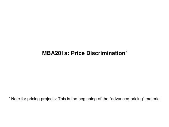 mba201a price discrimination