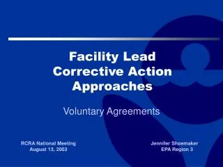 Facility Lead Corrective Action Approaches