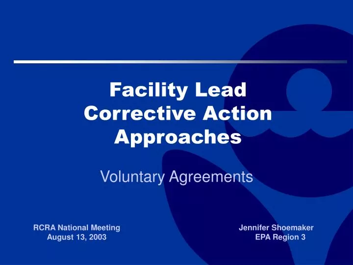 facility lead corrective action approaches