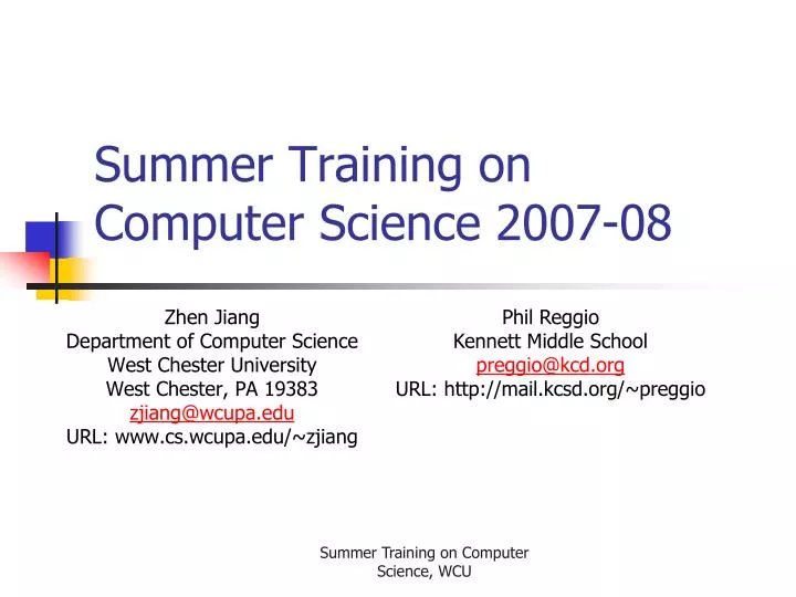 summer training on computer science 2007 08