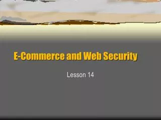 E-Commerce and Web Security
