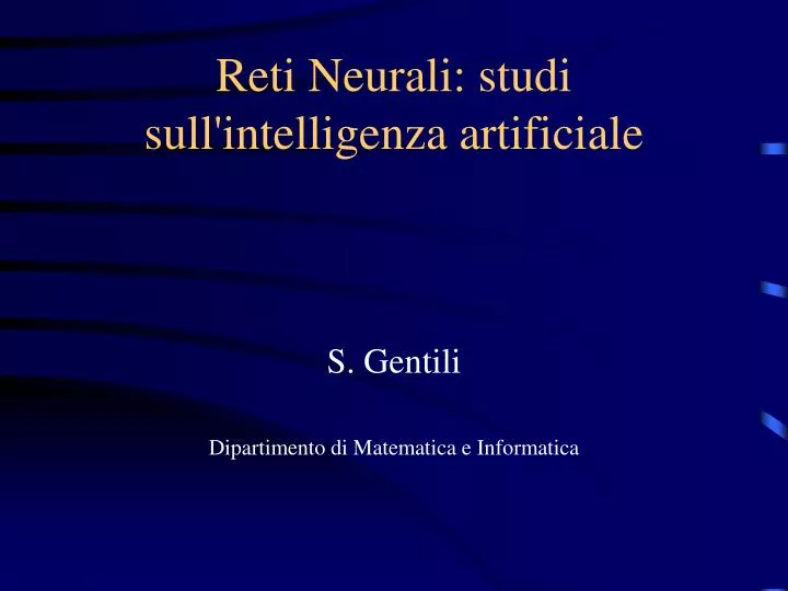 reti neurali studi sull intelligenza artificiale