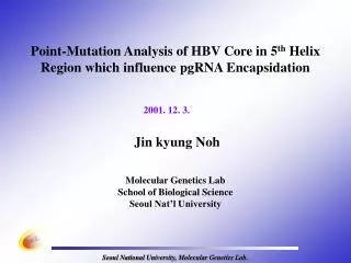 Point-Mutation Analysis of HBV Core in 5 th Helix Region which influence pgRNA Encapsidation