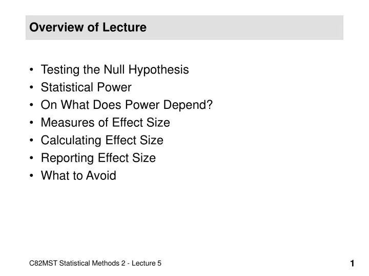 overview of lecture