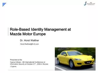 Role-Based Identity Management at Mazda Motor Europe