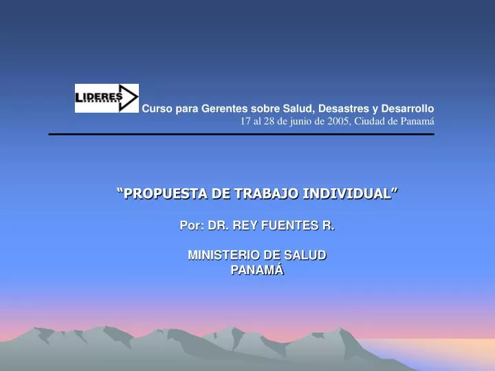 propuesta de trabajo individual por dr rey fuentes r ministerio de salud panam