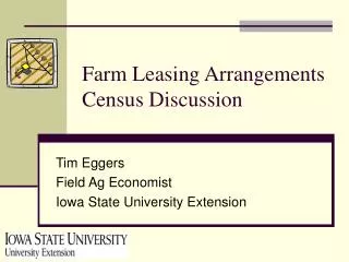 Farm Leasing Arrangements Census Discussion