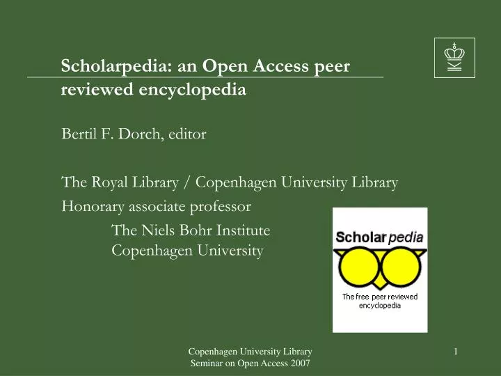 scholarpedia an open access peer reviewed encyclopedia