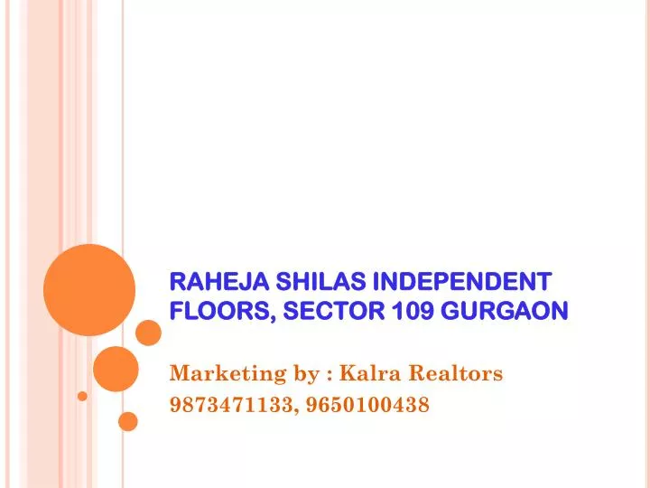 raheja shilas independent floors sector 109 gurgaon