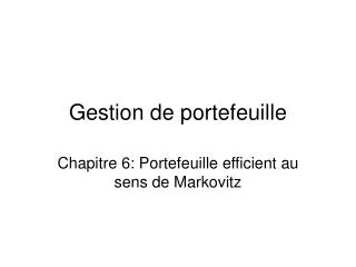 gestion de portefeuille