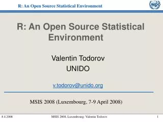 R: An Open Source Statistical Environment