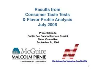 Results from Consumer Taste Tests &amp; Flavor Profile Analysis July 2006