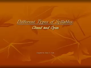 different types of syllables closed and open