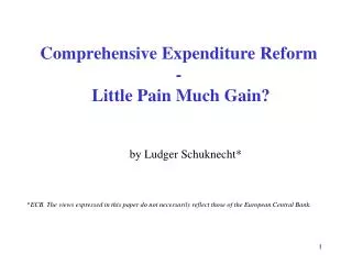 Comprehensive Expenditure Reform - Little Pain Much Gain?