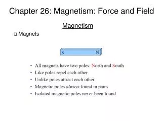 Chapter 26: Magnetism: Force and Field