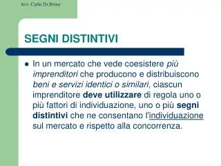 SEGNI DISTINTIVI