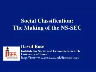 Social Classification: The Making of the NS-SEC