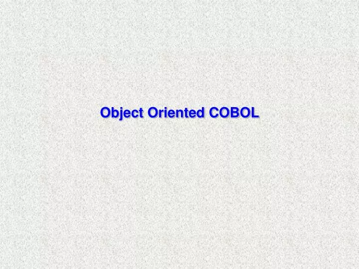 object oriented cobol
