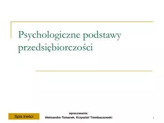 psychologiczne podstawy przedsi biorczo ci