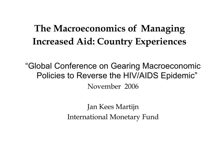 the macroeconomics of managing increased aid country experiences