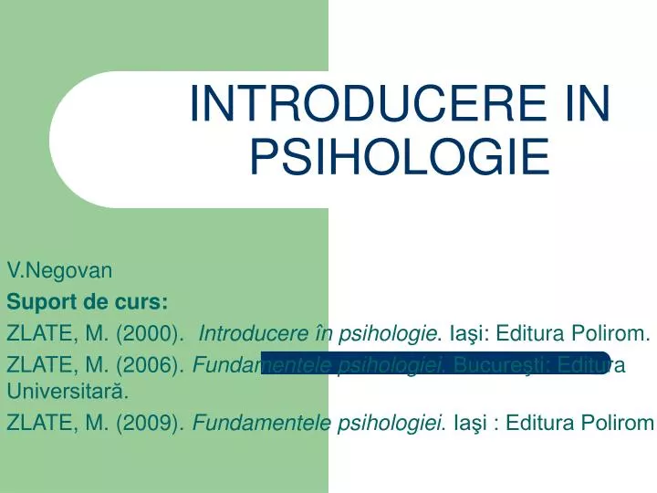 introducere in psihologie