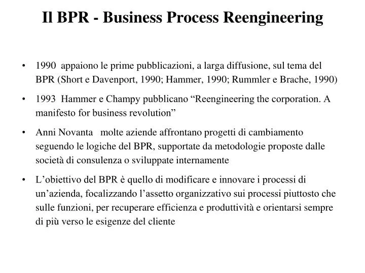 il bpr business process reengineering