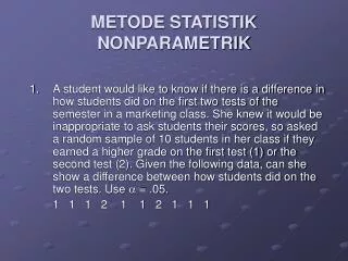 METODE STATISTIK NONPARAMETRIK