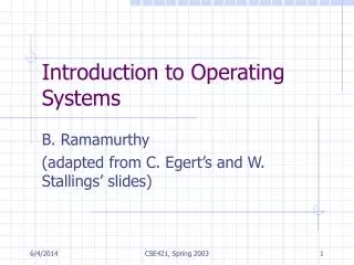 Introduction to Operating Systems