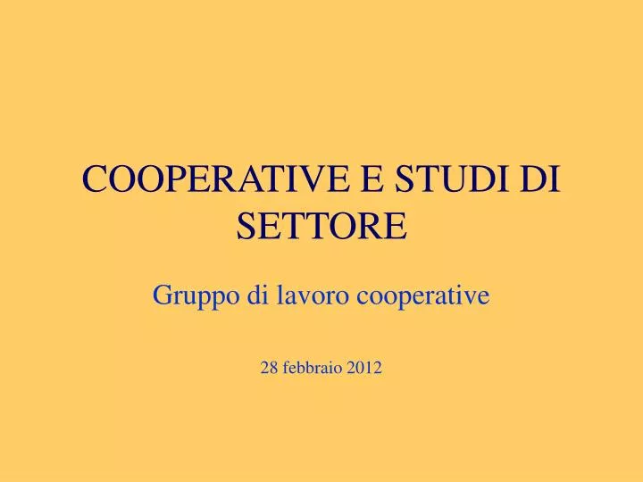 cooperative e studi di settore