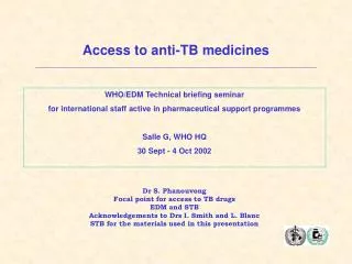 Access to anti-TB medicines