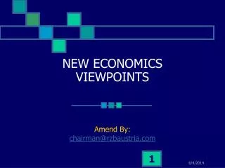 NEW ECONOMICS VIEWPOINTS