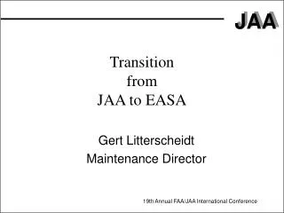 Transition from JAA to EASA