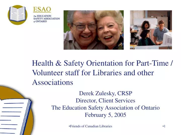 health safety orientation for part time volunteer staff for libraries and other associations