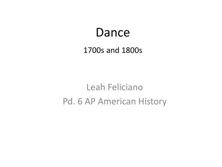 dance 1700s and 1800s