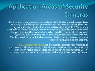 Application Areas of Security Cameras