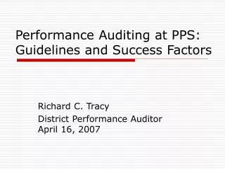 Performance Auditing at PPS: Guidelines and Success Factors