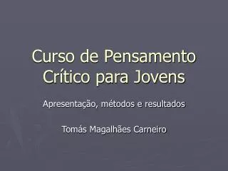 Curso de Pensamento Crítico para Jovens